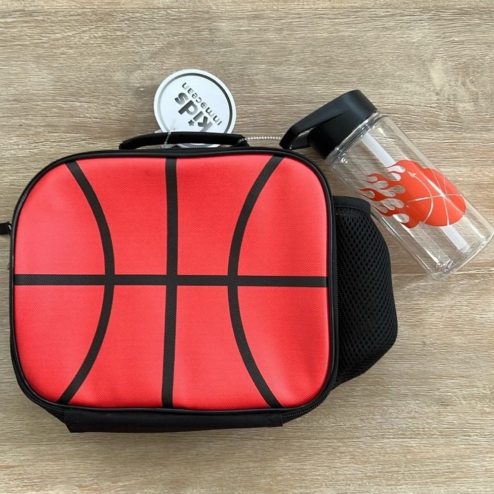 Kids Inmocean Boys Lunch Box Carrier with Water Bottle Basketball